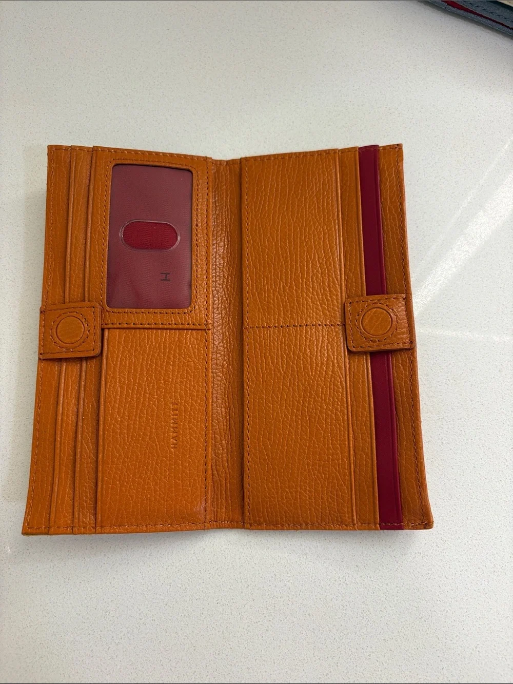 Hammitt 110 North Candlelight Orange Leather w/ Silver Rivets Wallet—Roomy! New